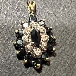 Diamond and blue sapphire pendant